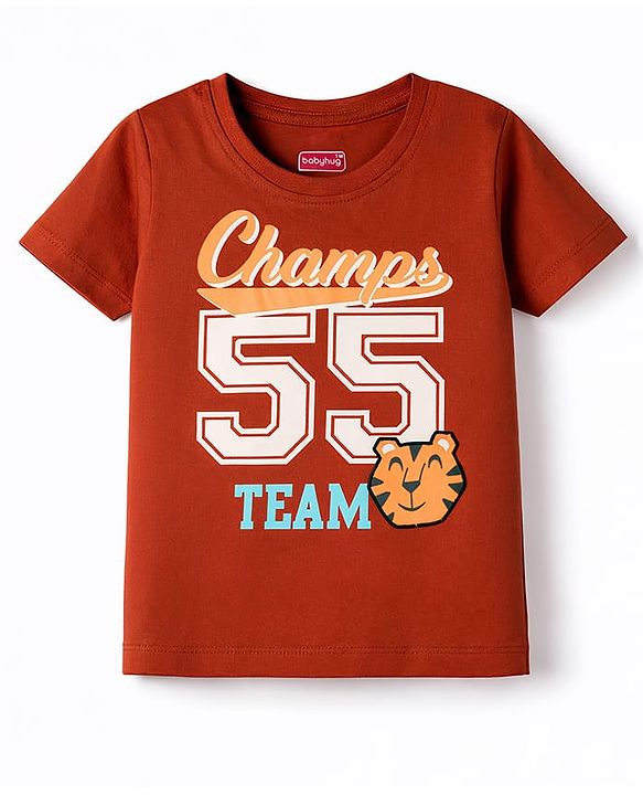 Babyhug Cotton Knit T-Shirt Half Sleeves with Graphic Print Multi Color 6-9 Months