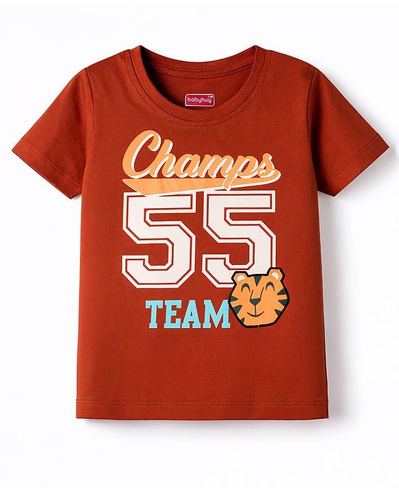 Babyhug Cotton Knit T-Shirt Half Sleeves with Graphic Print Multi Color 6-9 Months
