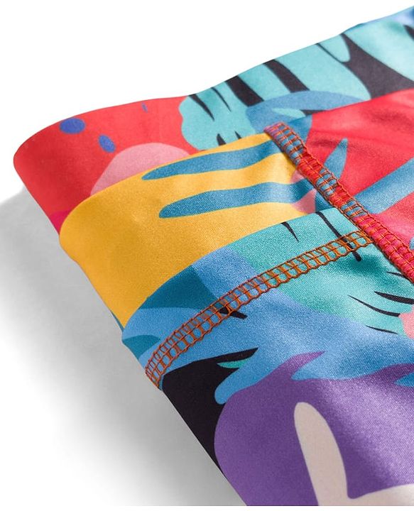 Pine Active Knit Full Length Leggings with Leaf Print - Multicolor