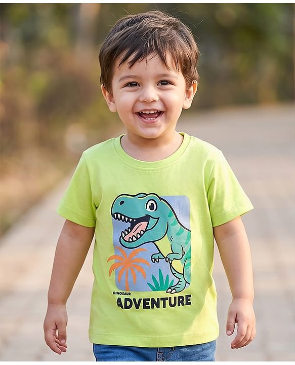 Babyhug Cotton Knit T-Shirt with Graphic Print Half Sleeves Multi Color 6-9 Months