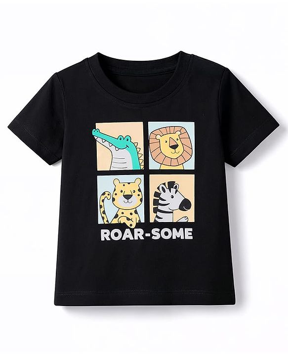 Babyhug Cotton Knit T-Shirt with Graphics Half Sleeves Multi Color 6-9 Months