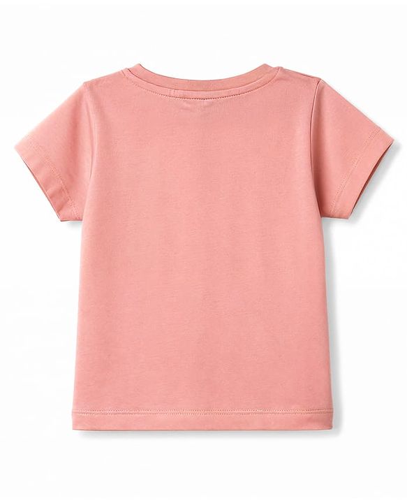 Babyhug Cotton Knit Half Sleeves Elephant & Floral Printed  T-Shirt & Shorts Night Suit - Pink