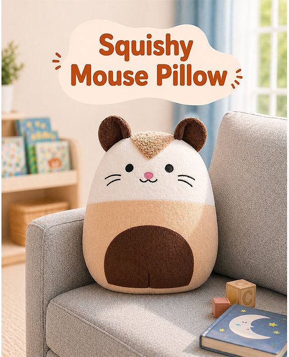Babyhug Height 40cm Squishy Mouse Plush Pillow Ultra-Soft Cuddly Cushion Toy for Kids | Huggable Plush Pillow for Sleep & Play | Lightweight & Cozy | Nursery Decor & Gifting | Super Soft | BIS