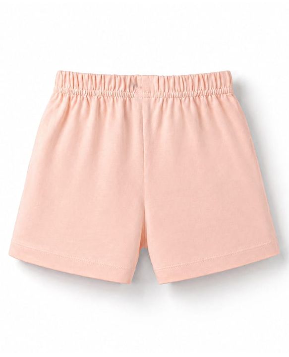 Babyhug Half Sleeves T-Shirt & Shorts Night Suit With Floral Print - Peach