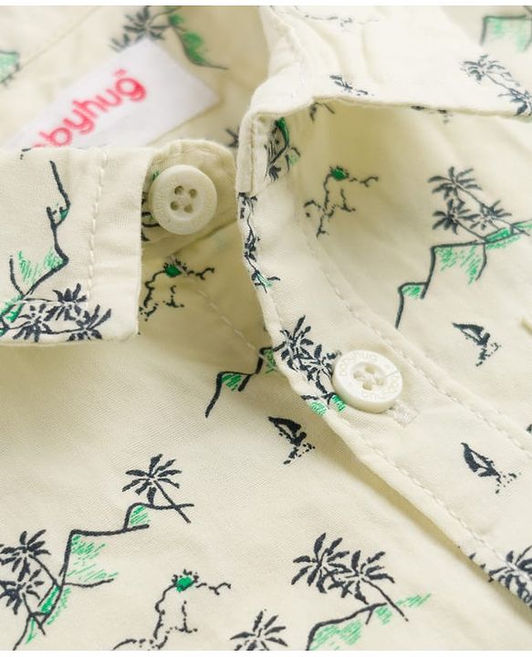 Babyhug 100% Cotton Woven Half Sleeves Shirt with Tropical Print - Green