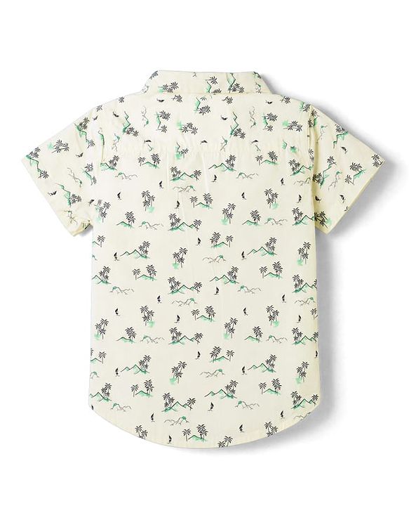 Babyhug 100% Cotton Woven Half Sleeves Shirt with Tropical Print - Green