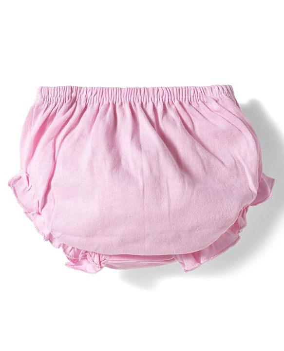 Babyhug Single Jersey Knit Half Sleeves Heart Printed Frock with Bow Applique Bloomer & Headband - Pink