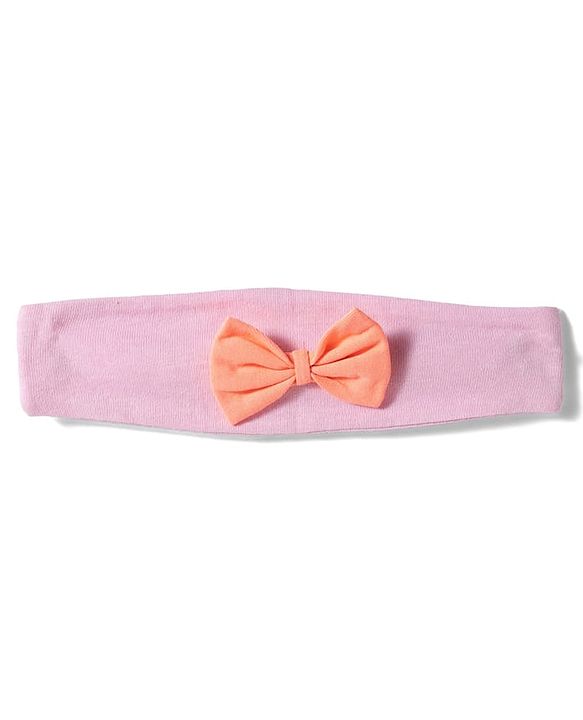 Babyhug Single Jersey Knit Half Sleeves Heart Printed Frock with Bow Applique Bloomer & Headband - Pink
