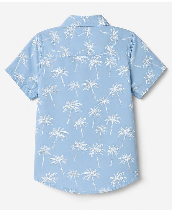 Babyhug 100% Cotton Woven Half Sleeves Shirt with Palm Tree Print - Blue