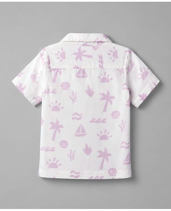 Babyhug 100% Cotton Woven Half Sleeves Shirt with Nautical Print - Offwhite