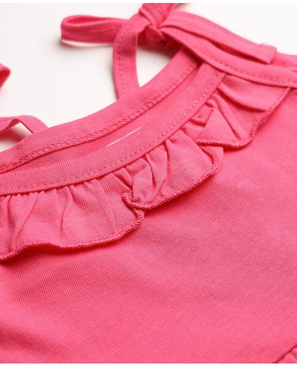 Babyhug 100% Cotton Frill Sleeve 5 Frocks and Dresses India 9-12m Fuschia