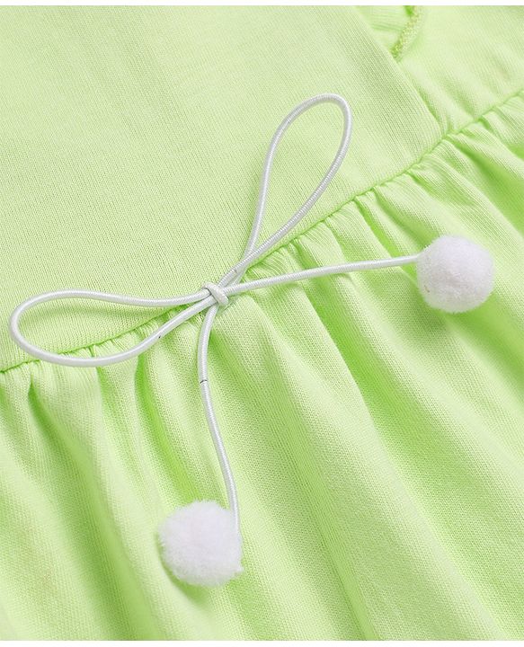 Babyhug 100% Cotton Single Jersey Knit One Piece Dress with Sleeveless and Tropical Print - Green