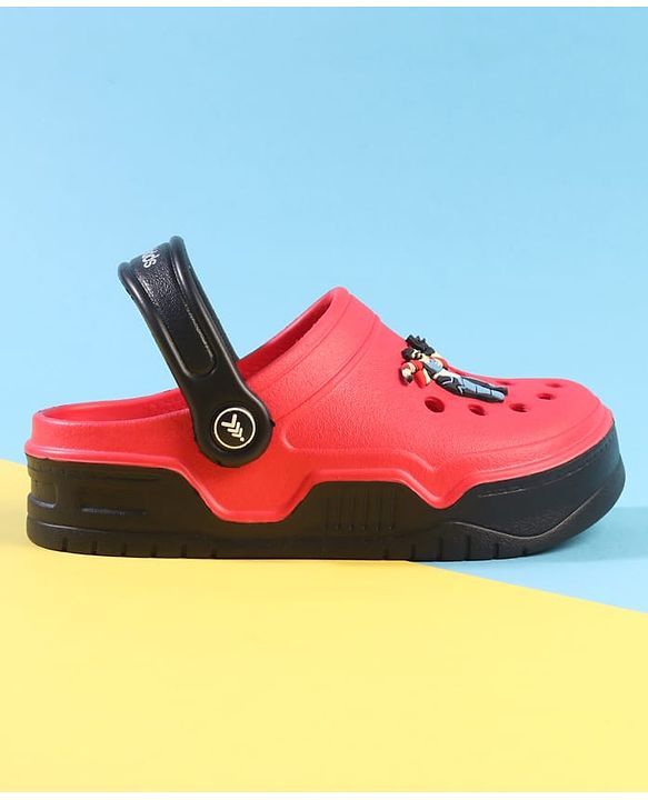 Pine Kids Back Strap Closure Clogs with Boy Applique - Red