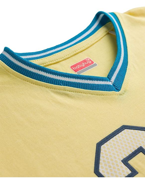Babyhug Cotton Knit T-Shirt Oversized Half Sleeves with Graphics Yellow 12-18 Months