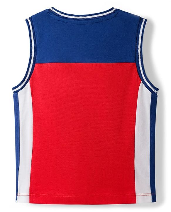 Babyhug Cotton Knit T-Shirt Sleeveless with HD Printed Graphics Multi Color 12-18 Months
