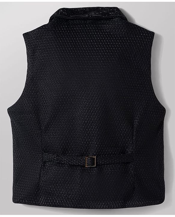 Babyhug Knit Full Sleeves Solid Color 3 Piece Party Suit with Bow & Rhinestone Detailing - Black