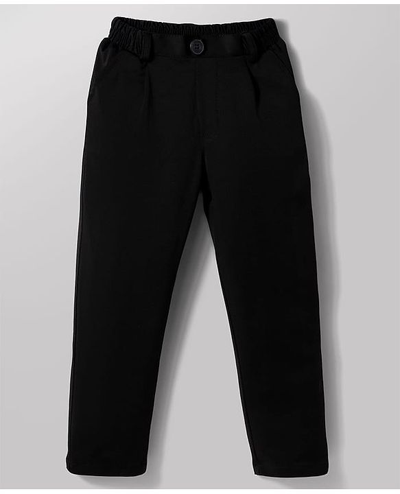 Babyhug Knit Full Sleeves Solid Color 3 Piece Party Suit with Bow & Rhinestone Detailing - Black