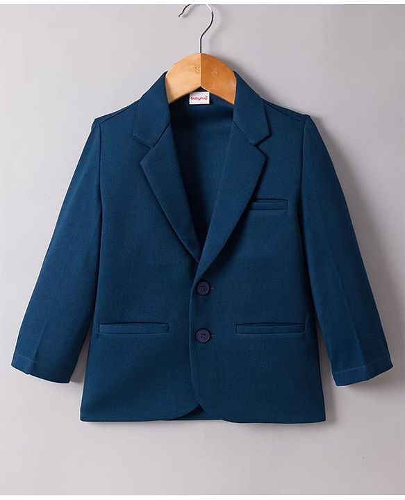 Babyhug Knit Full Sleeves Party Wear Blazer With Graphic Printed T-Shirt - Navy Blue