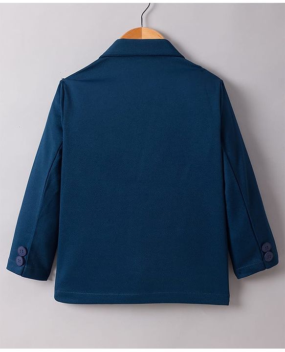 Babyhug Knit Full Sleeves Party Wear Blazer With Graphic Printed T-Shirt - Navy Blue