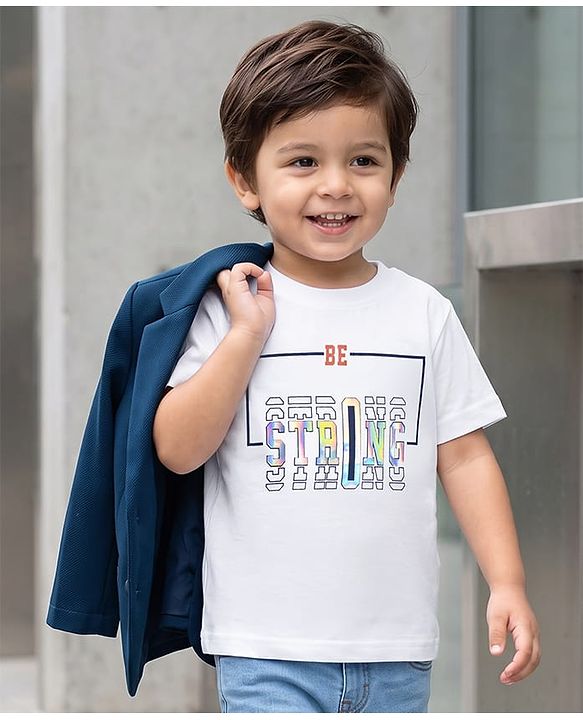 Babyhug Knit Full Sleeves Party Wear Blazer With Graphic Printed T-Shirt - Navy Blue