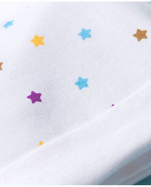 Babyhug 100% Cotton Knit Cap Mittens & Booties with Star Print Multicolor - Diameter 8 cm