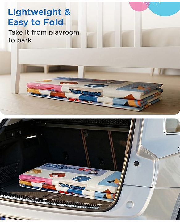 Babyhug Disney Reversible Learning & Play Floor Mat - Mickey & Stitch Theme| 180x150 cm| Dense 8mm Thickness|Waterproof Foam|Crawling & Baby Massage Mat| Foldable & Portable| BIS Certified| 04 Years