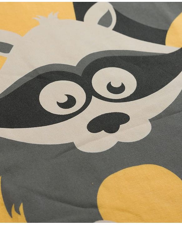 Babyhug Full Sleeves T-Shirt & Striped Pyjama Night-Suit With Fox Print - Orange & Black