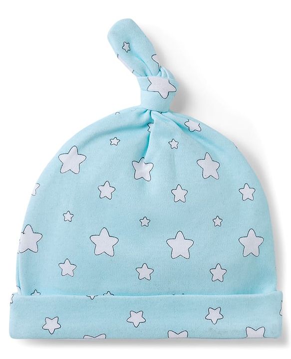 Babyhug 100% Cotton Interlock Knit Animal & Star Printed Caps Pack Of 2 Multicolor - Diameter 15 cm