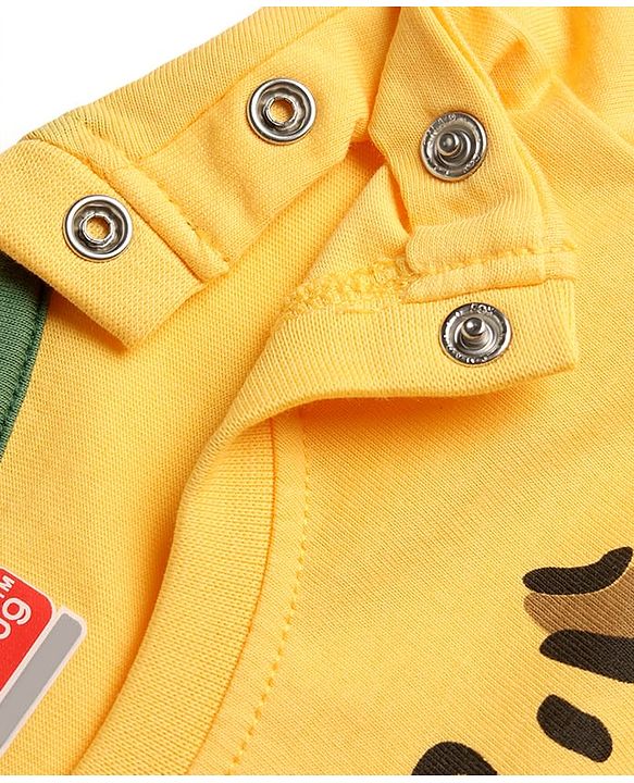 Babyhug Cotton Knit Full Sleeves Animal Printed T-Shirt & Pyjama Night Suit - Yellow