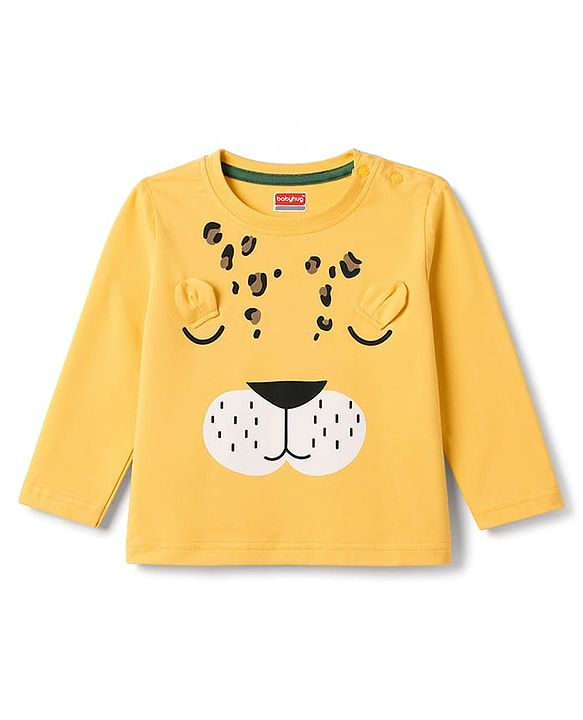 Babyhug Cotton Knit Full Sleeves Animal Printed T-Shirt & Pyjama Night Suit - Yellow