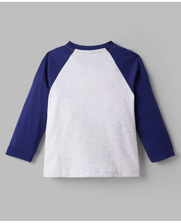 Babyhug Cotton Knit Full Raglan Sleeves T-Shirt & Pyjama Night-Suit With Lion Print - Navy Blue