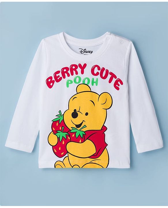 Babyhug Disney Single Jersey Knit Full Sleeves T-Shirt & Pyjama Night Suit With Winnie The Pooh Graphics - White