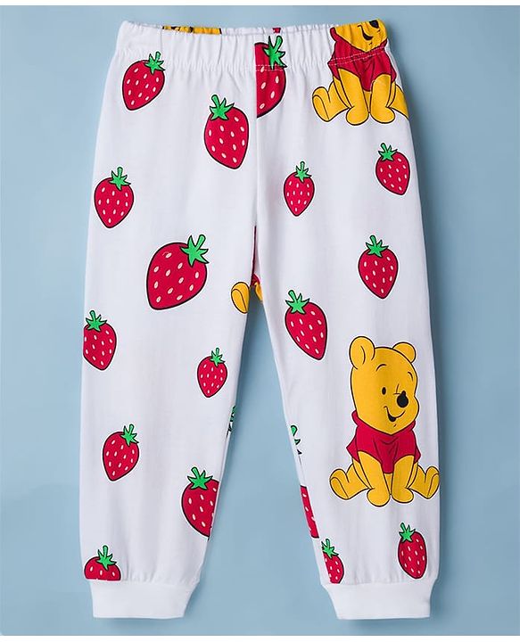 Babyhug Disney Single Jersey Knit Full Sleeves T-Shirt & Pyjama Night Suit With Winnie The Pooh Graphics - White