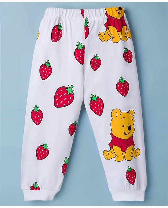 Babyhug Disney Single Jersey Knit Full Sleeves T-Shirt & Pyjama Night Suit With Winnie The Pooh Graphics - White