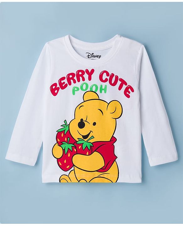 Babyhug Disney Single Jersey Knit Full Sleeves T-Shirt & Pyjama Night Suit With Winnie The Pooh Graphics - White