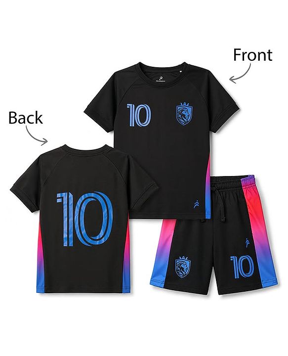 Pine Active Knit Half Raglan Sleeves Printed T-Shirt & Shorts Set