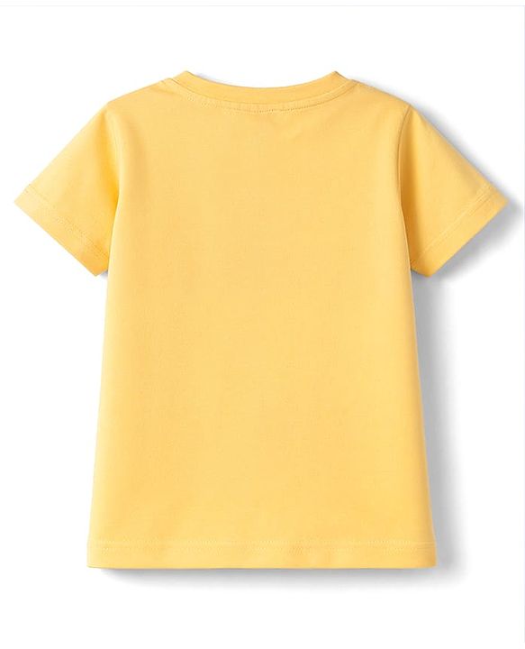 Babyhug Cotton Knit Half  Sleeves T-Shirt & Shorts Night Suit with Sun & Sea Print - Yellow