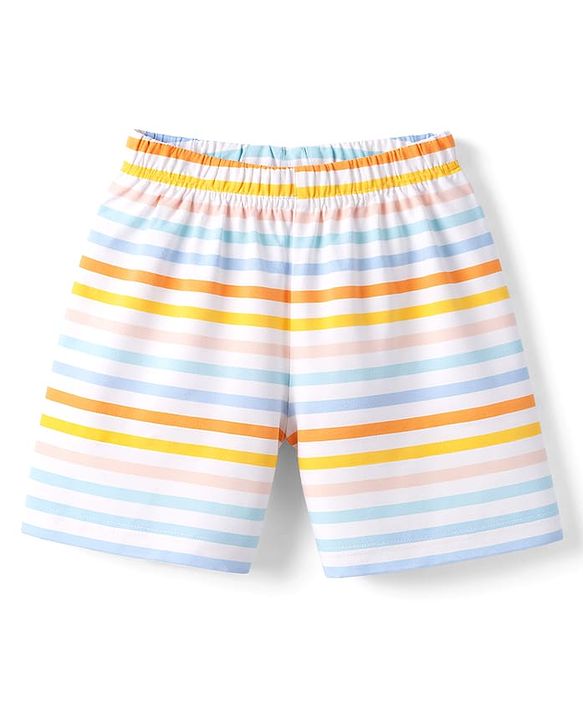 Babyhug Cotton Knit Half  Sleeves T-Shirt & Shorts Night Suit with Sun & Sea Print - Yellow