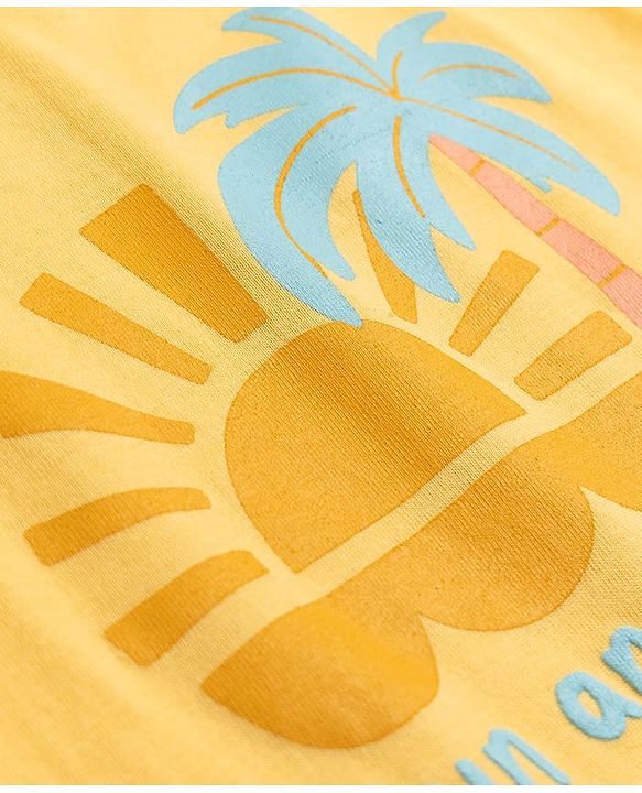 Babyhug Cotton Knit Half  Sleeves T-Shirt & Shorts Night Suit with Sun & Sea Print - Yellow