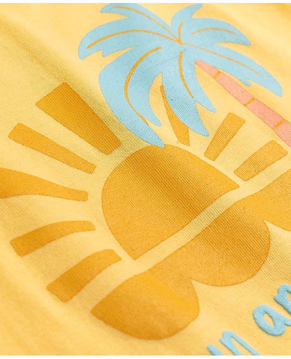 Babyhug Cotton Knit Half  Sleeves T-Shirt & Shorts Night Suit with Sun & Sea Print - Yellow