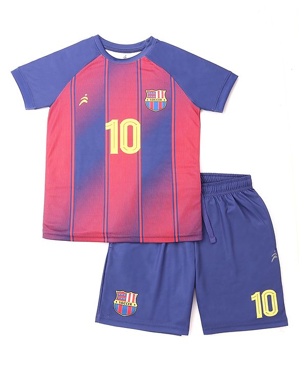 Pine Active Knit Half Sleeves T-Shirt & Shorts Football Set - Light Blue