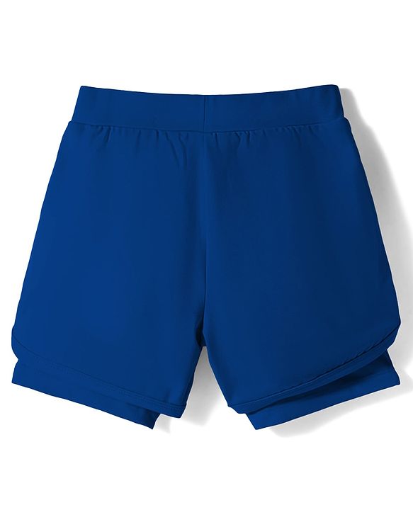 Pine Active Knit High Stretch Knee Length Solid Shorts With Tights - Blue