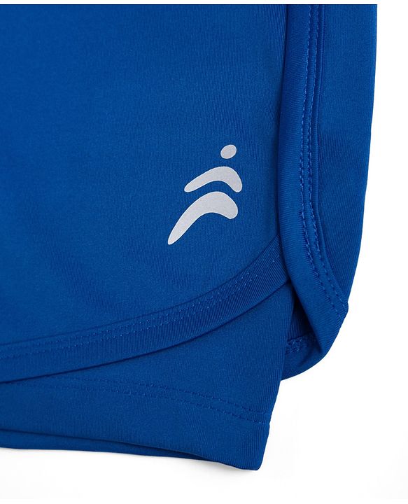 Pine Active Knit High Stretch Knee Length Solid Shorts With Tights - Blue