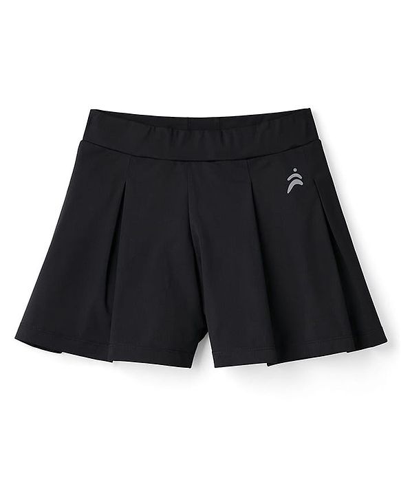 Pine Active Knit Sleeveless Solid Tank top and Flared Skirt Tennis Set - Black