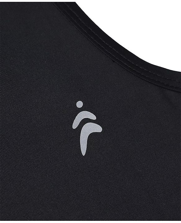 Pine Active Knit Sleeveless Solid Tank top and Flared Skirt Tennis Set - Black