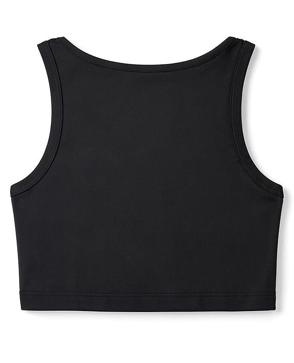 Pine Active Knit Sleeveless Solid Tank top and Flared Skirt Tennis Set - Black