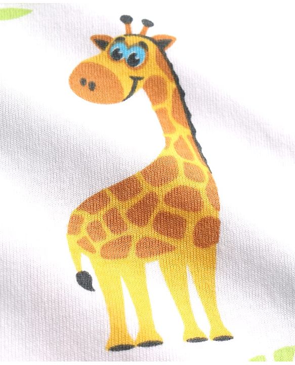 Babyhug 100% Cotton Knit Half Sleeves T-Shirt & Shorts Co-ord Night Suit with Giraffe Print - White