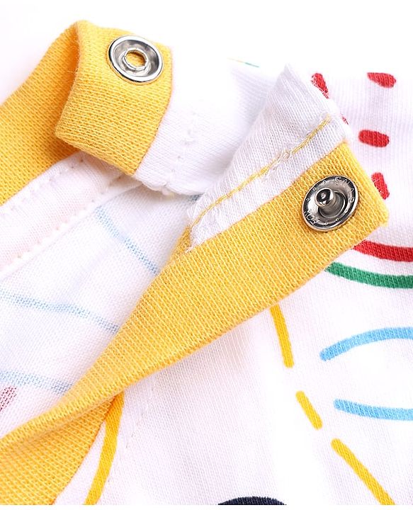 Babyhug Cotton Knit Half  Sleeves Co-Ord T-Shirt & Shorts Night Suit With Fruits Print - White