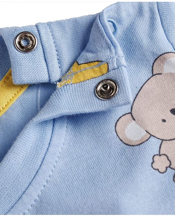 Babyhug Cotton Knit Half  Sleeves Co-Ord T-Shirt & Shorts Night Suit With Koala Print - Blue