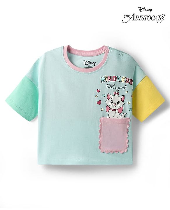 Babyhug Disney Single Jersey Knit T-Shirt with Marie Graphics Half Sleeves Multi Color 3-6 Months